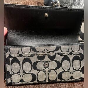 Coach Black and Tan Signature Wallet